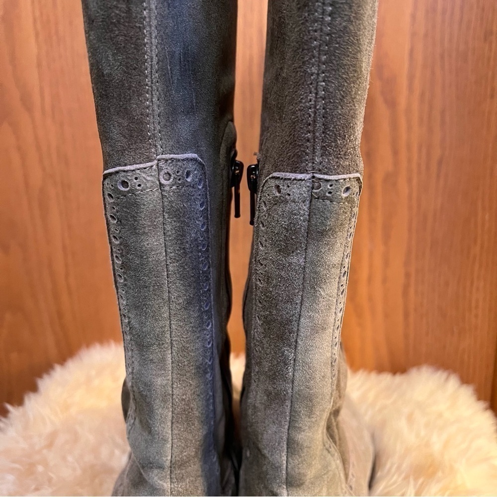 Dirndl + Bua Olive Green Suede Tall Riding Boots Sz-37 - Picture 6 of 11